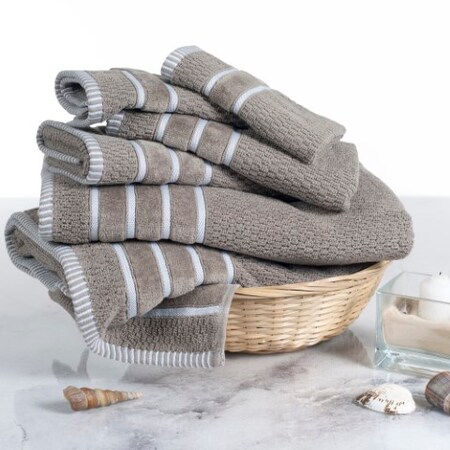 Hastings Home 6-piece 100-percent Cotton Towel Set with 2 Bath Towels, 2 Hand Towels and 2 Washcloths (Taupe) 197164VYZ